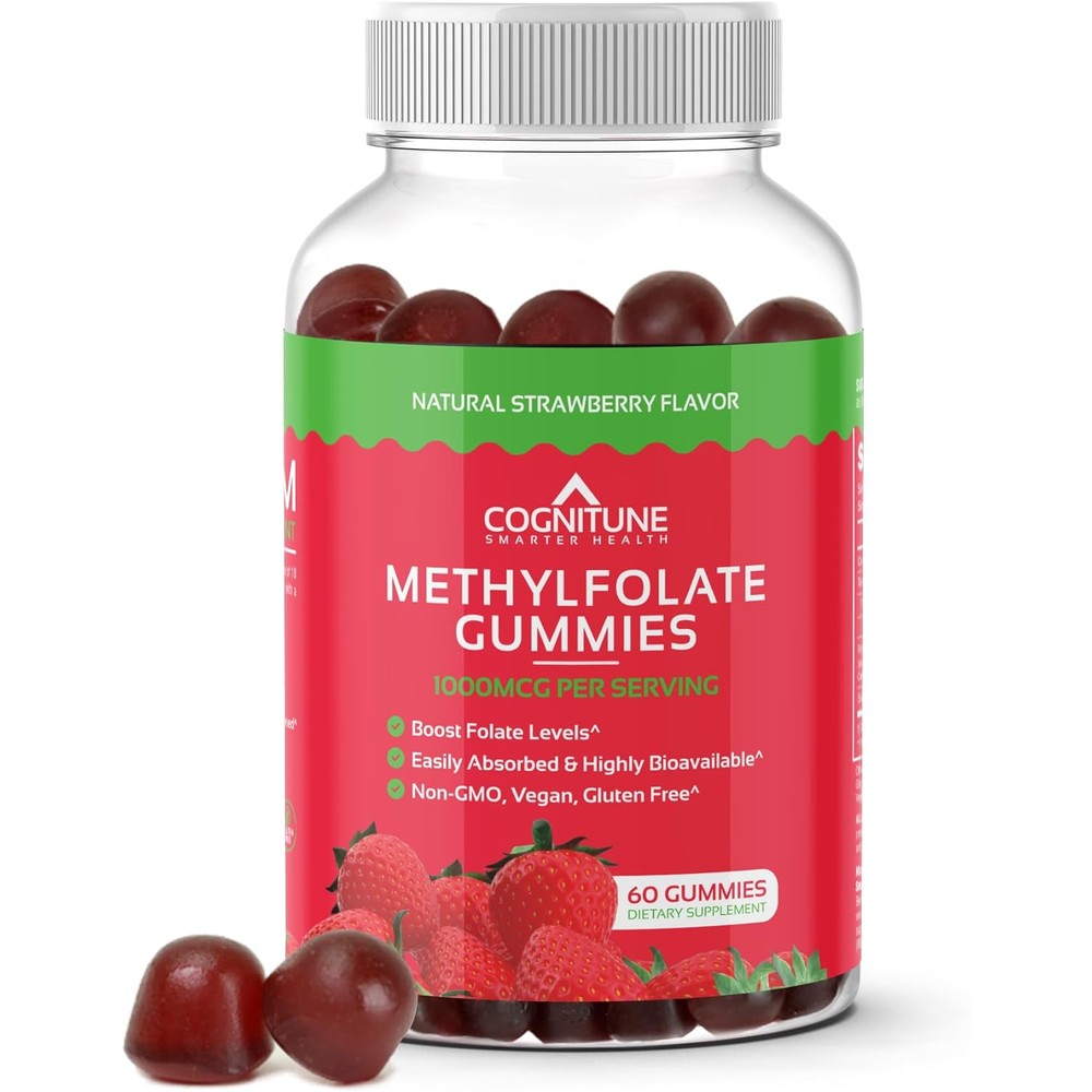 CogniTune Methylfolate 1000mcg Gummies bottle front view for MTHFR support