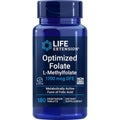 Life Extension Optimized Folate 1700 mcg bottle front view showing the active L-Methylfolate dietary supplement.