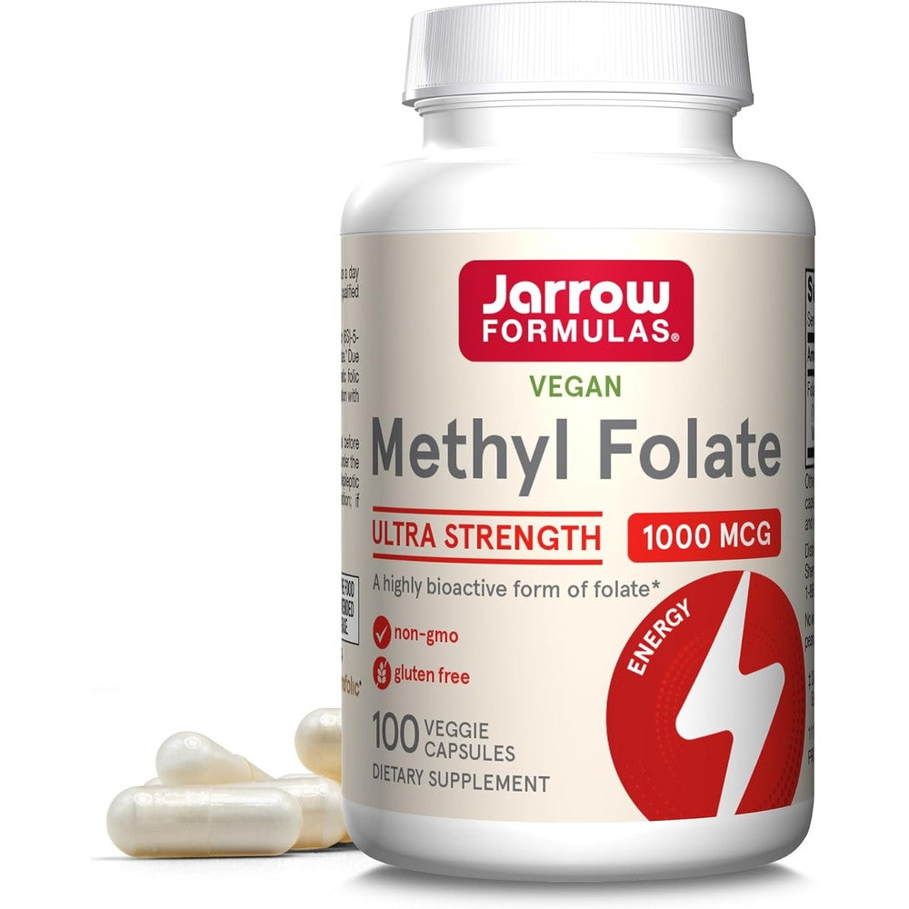Jarrow Formulas Ultra Strength Methyl Folate 1000 micrograms front view bottle