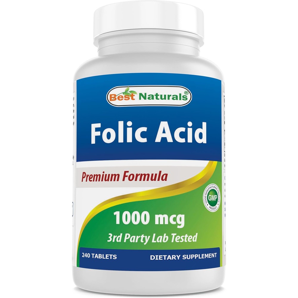 Best Naturals Folic Acid 1000mcg 240 Tablets front view bottle