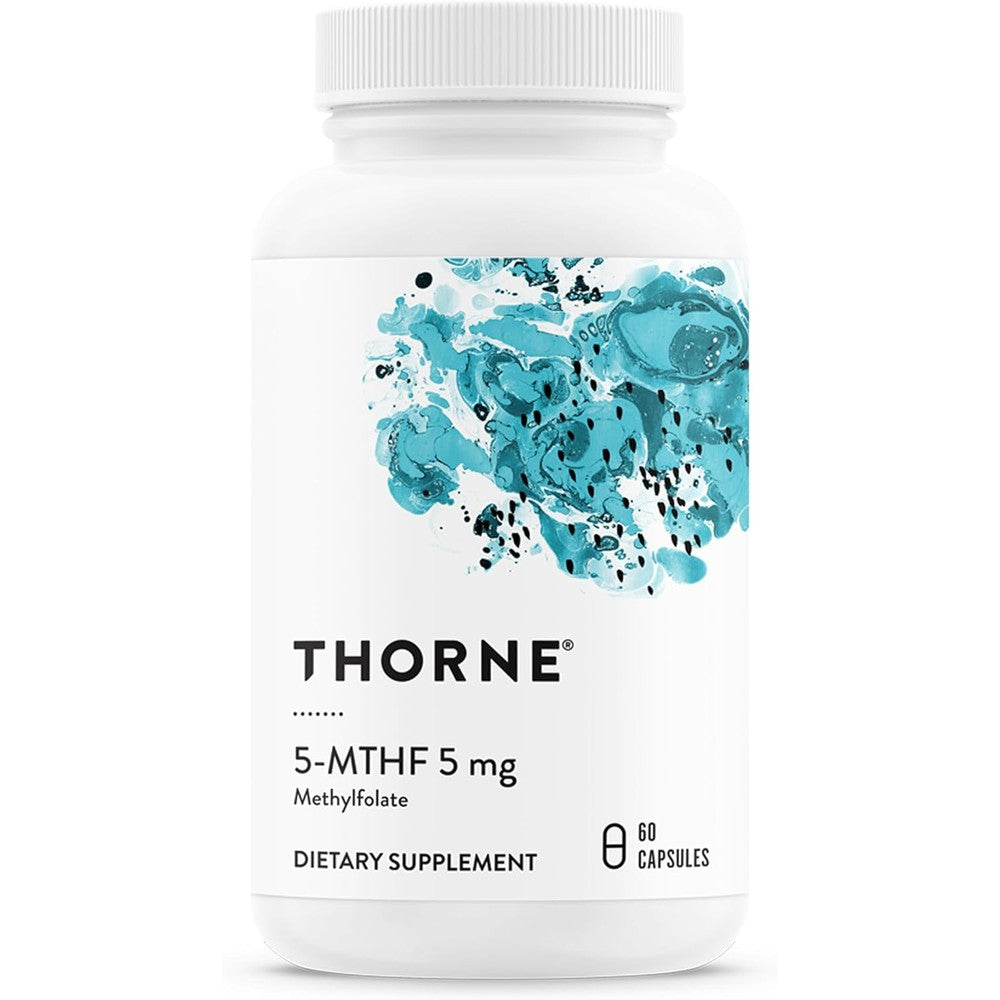 Thorne 5 MTHF Methylfolate 5mg front view bottle active folate supplement for methylation