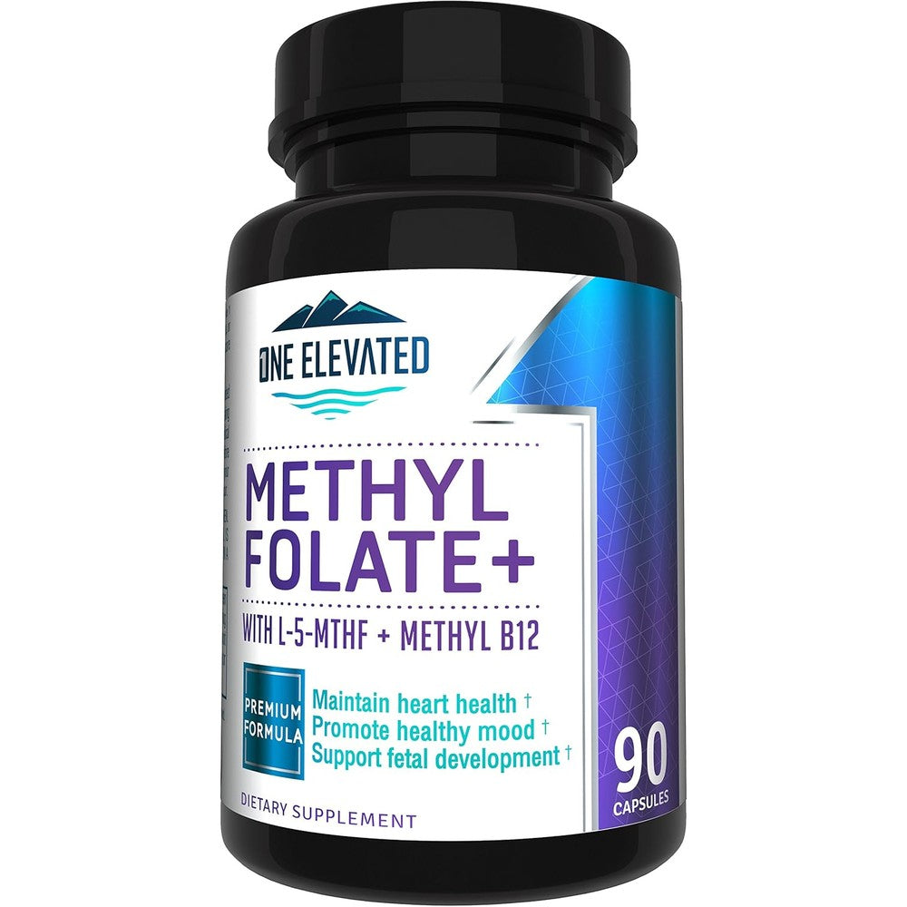 One Elevated Double Strength Methyl Folate 90 capsules bottle front view supplement shop online