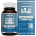 Triquetra Health L-Methylfolate 7.5 mg plus Methyl B12 front label view of the 60 capsules bottle.