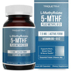 Triquetra Health L-Methylfolate 7.5 mg plus Methyl B12 front label view of the 60 capsules bottle.