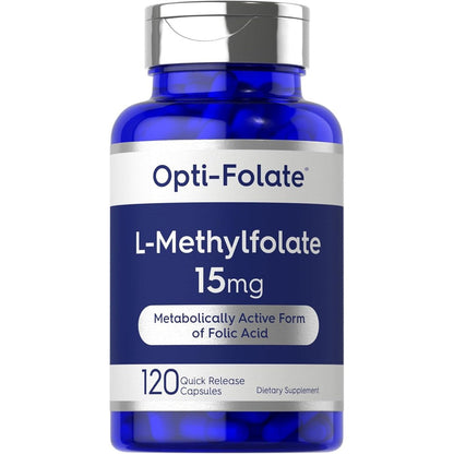 Carlyle L Methylfolate 15mg 120 Capsules front bottle view active 5 MTHF supplement