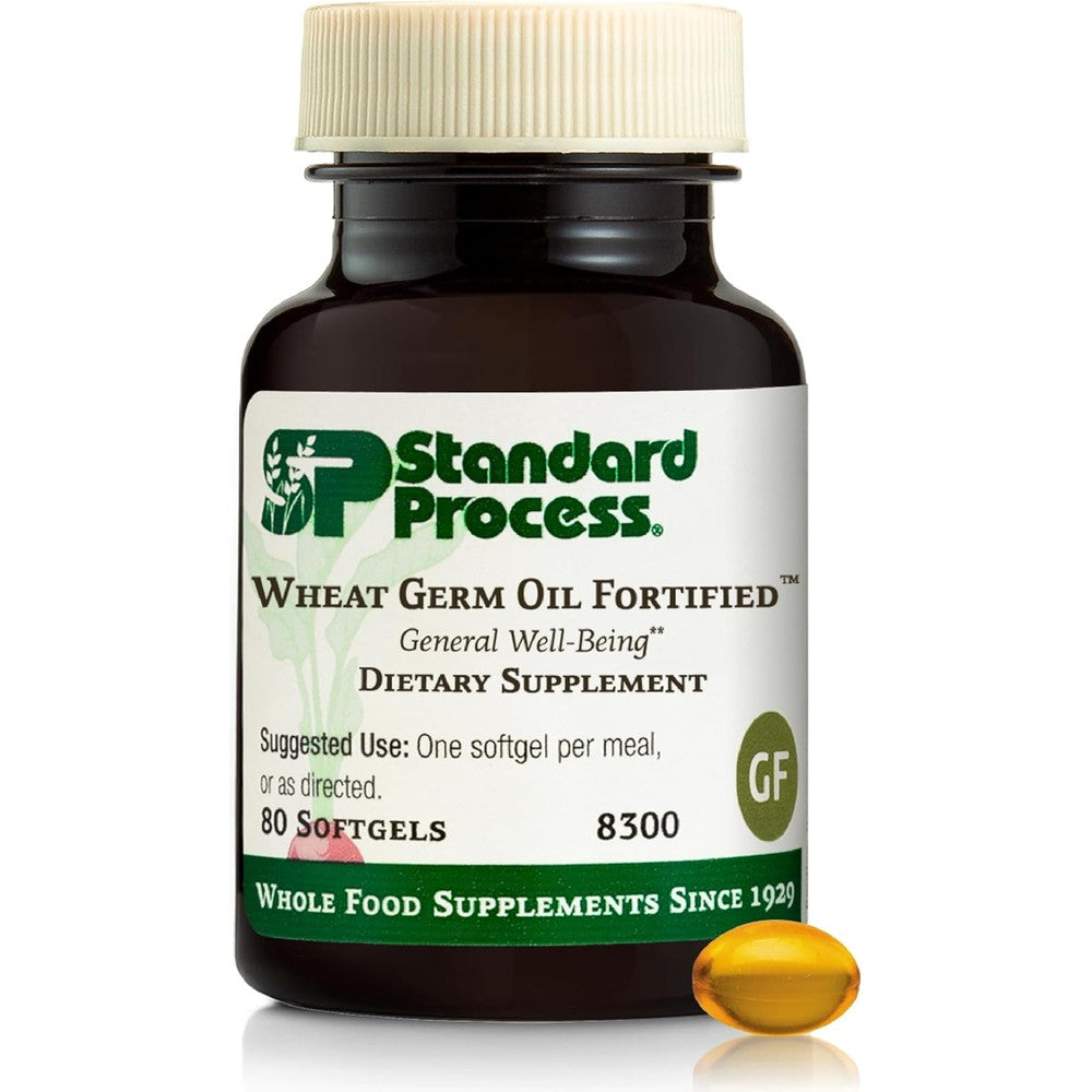 Standard Process Wheat Germ Oil Fortified front view bottle supplement