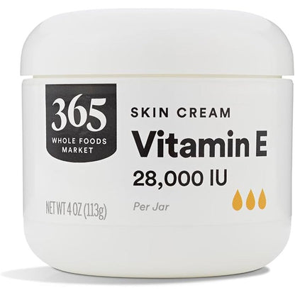 365 By Whole Foods Market Vitamin E Cream front view jar for intense skin moisturization.