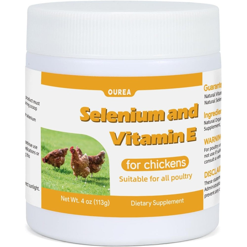 Ourea selenium and vitamin E powder for chickens front view packaging