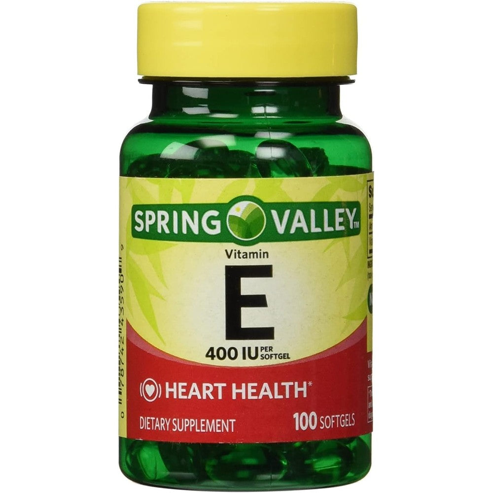 Spring Valley Vitamin E 180 Milligrams Water Soluble Softgels Front View Authentic Supplement
