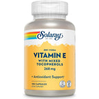 Solaray Vitamin E 400 IU dry form capsules front view bottle