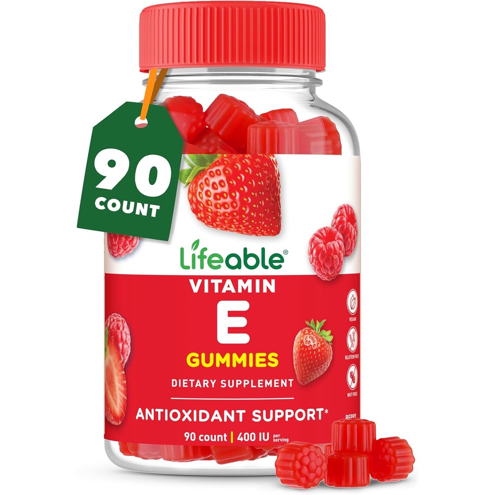 Lifeable Vitamin E Gummies front view bottle packaging