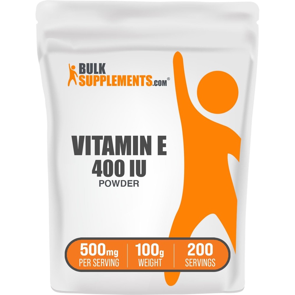 BulkSupplements Vitamin E 400 IU Powder front view pouch antioxidant supplement