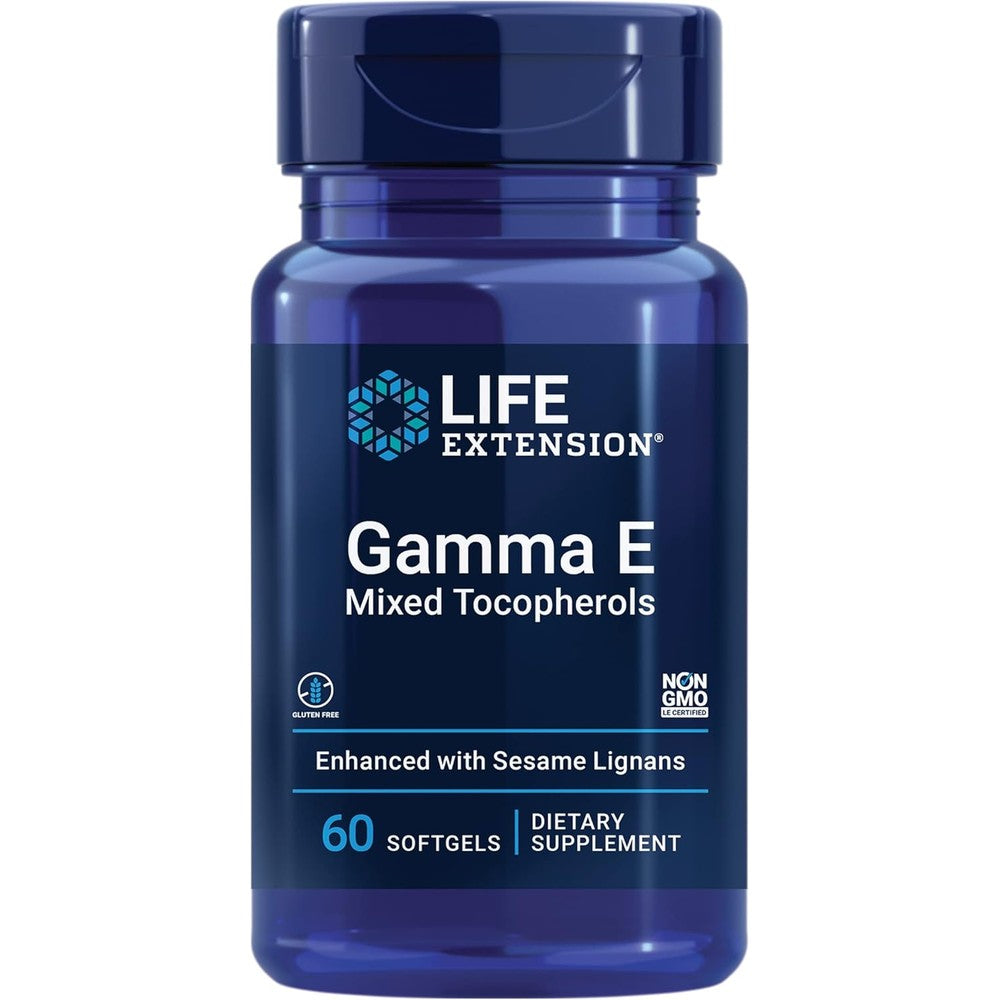 Life Extension Gamma E Mixed Tocopherols front view bottle packaging