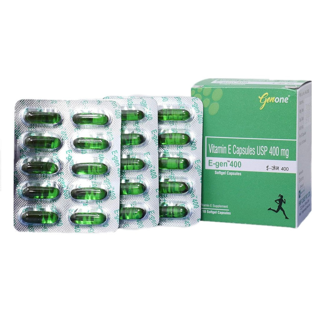 Genone E Gen 400 Vitamin E capsules front view packaging