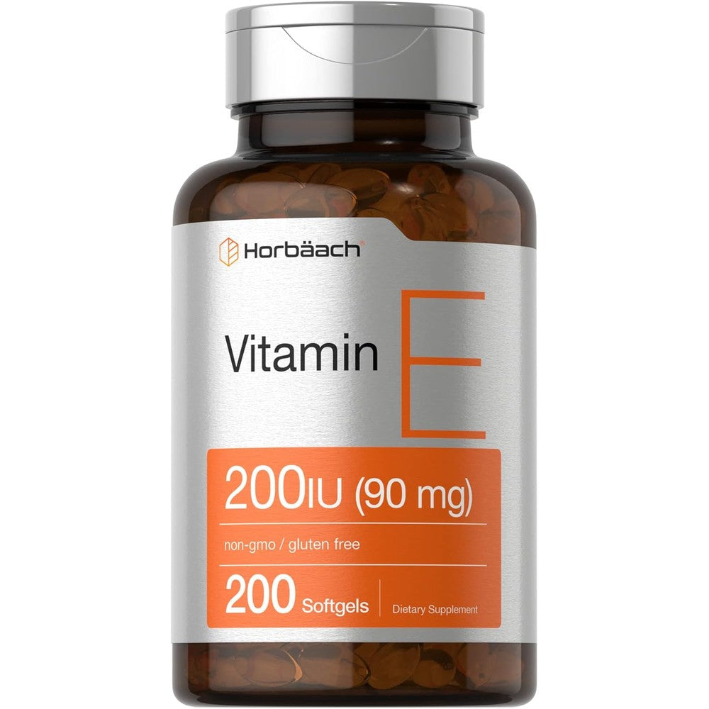 Horbäach Vitamin E Softgels front view bottle packaging