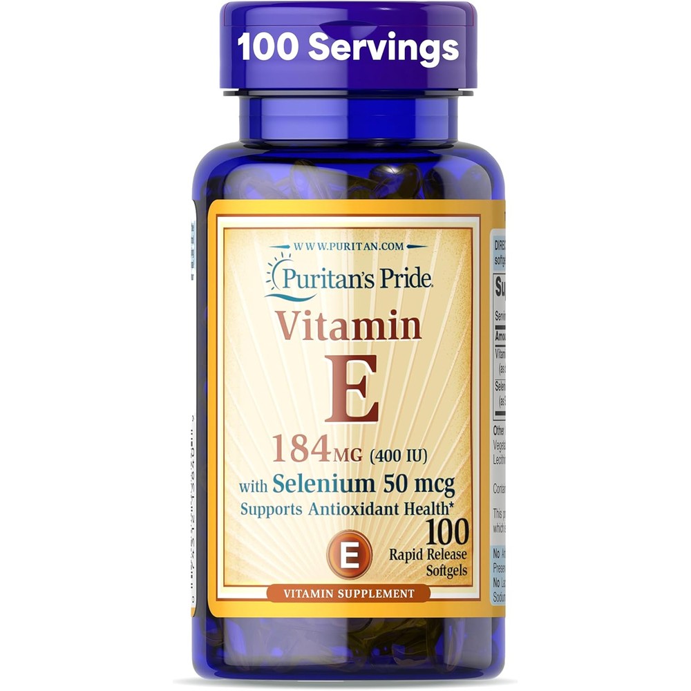 Puritan's Pride Vitamin E with Selenium front view bottle