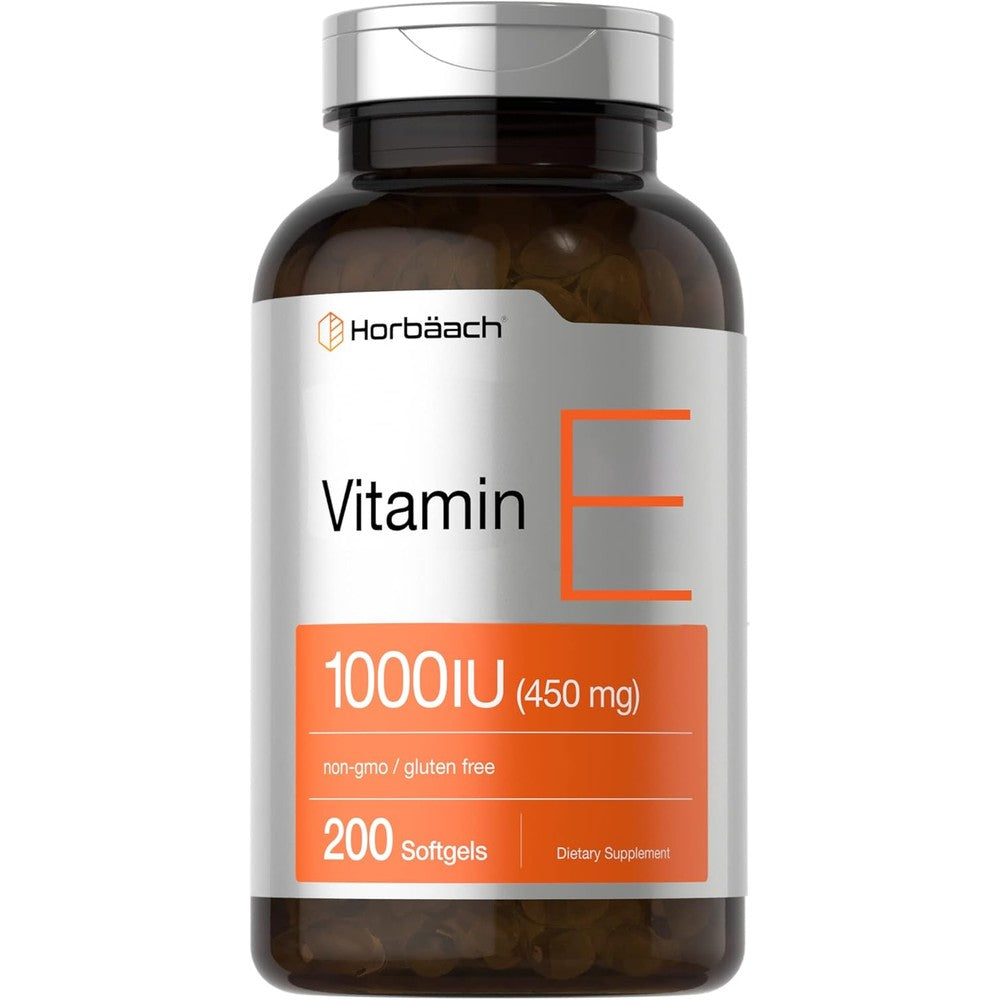 Horbäach Vitamin E 1000 IU front view packaging bottle
