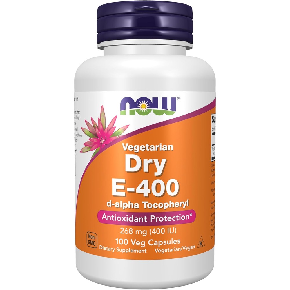 Now Foods Vitamin E Dry 400 IU front view bottle supplement