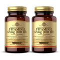 Solgar Naturally Sourced Vitamin E softgels front view of the amber glass bottle packaging.