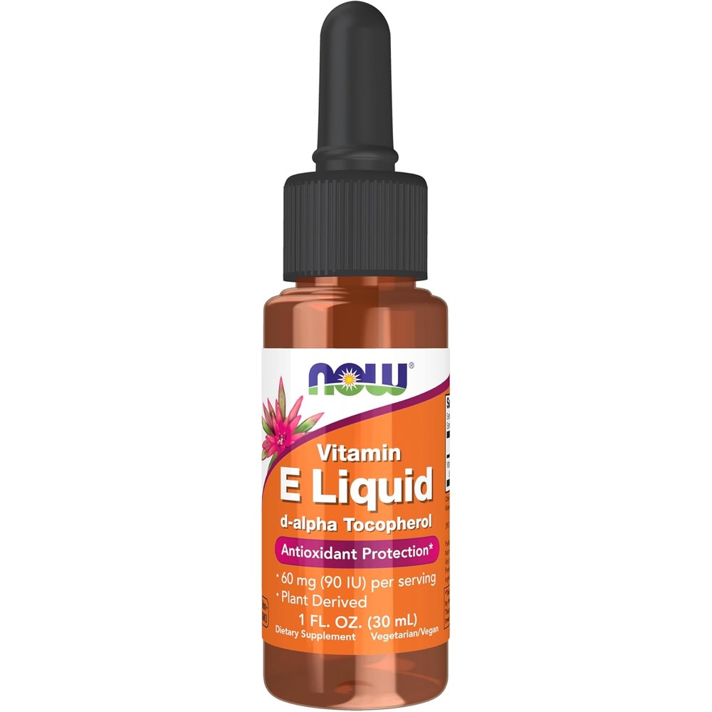 NOW Foods Natural Vitamin E Liquid front view bottle packaging