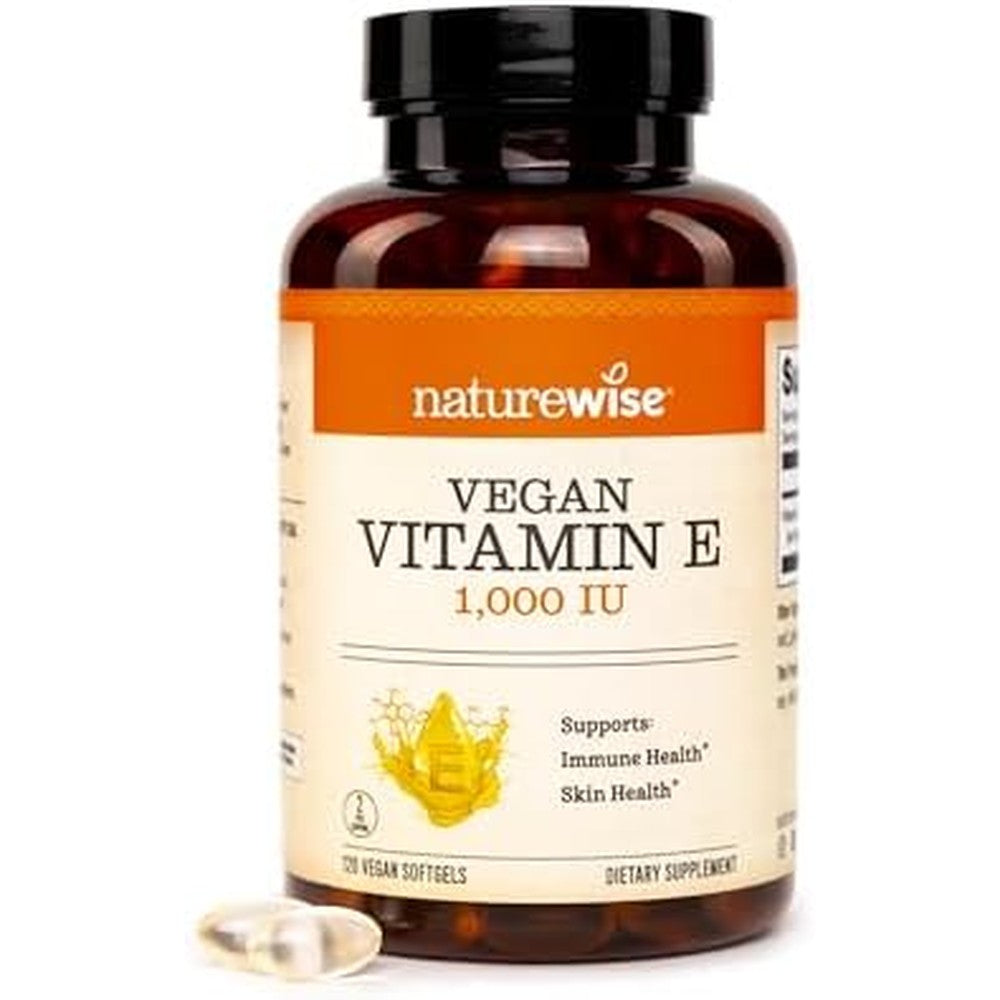 NatureWise Vitamin E 1000 IU vegan softgels bottle front view supplement
