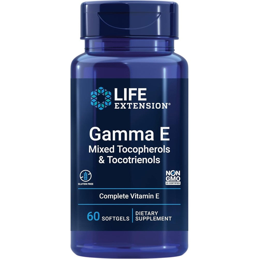 Life Extension Gamma E Mixed Tocopherols And Tocotrienols front view bottle package