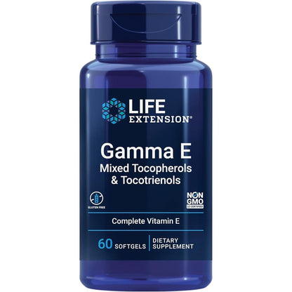 Life Extension Gamma E Mixed Tocopherols and Tocotrienols 60 softgels front bottle view