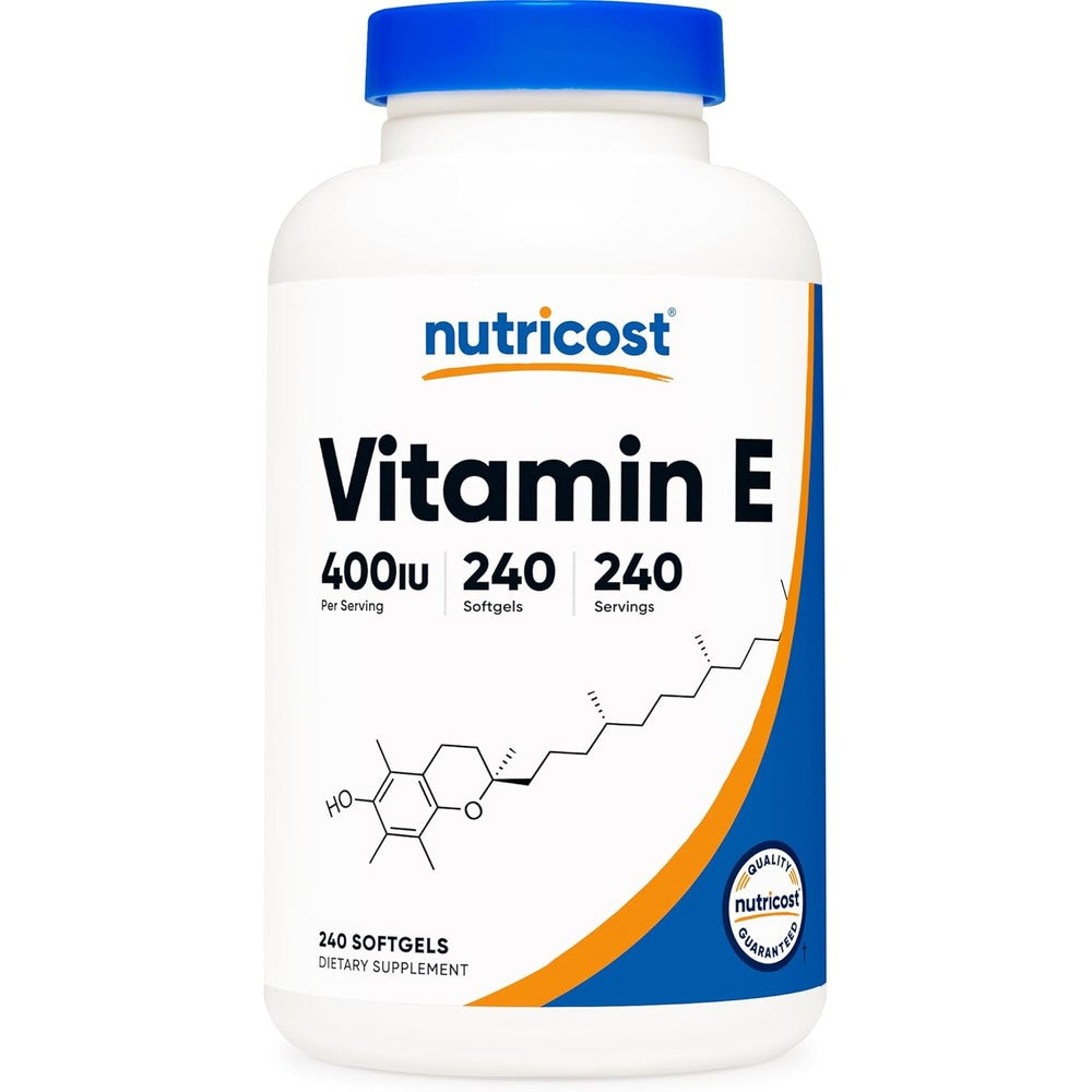 Nutricost Vitamin E 400 IU Softgel Capsules front view bottle