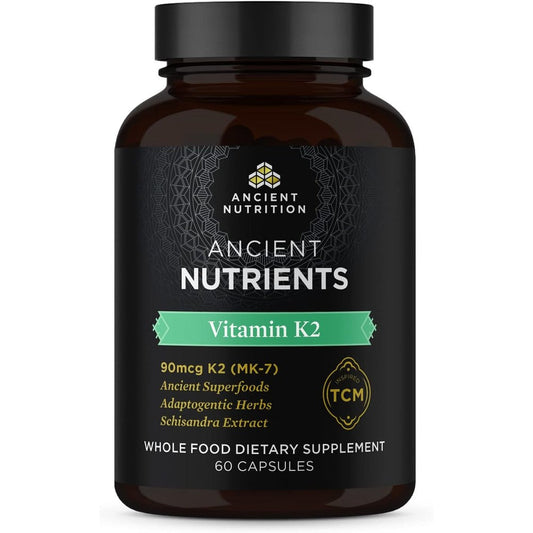 Ancient Nutrition Vitamin K2 90 Mcg 60 Capsules bottle front view showing product labels