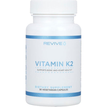 Revive MD Vitamin D3 and K2 front view bottle showing sixty vegetarian capsules for premium bone health.