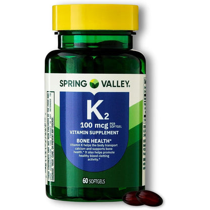 Fusion Shop Store Vitamin K2 100 Mcg front view showing authentic bone health supplement bottle.