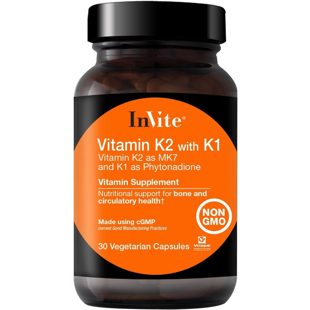 InVite Health Vitamin K2 with K1 front bottle view supplement