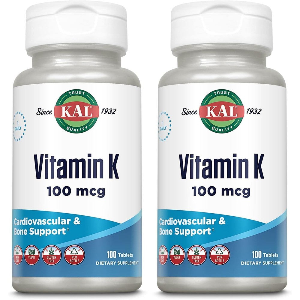 KAL Vitamin K1 100mcg dietary supplement front view bottle package