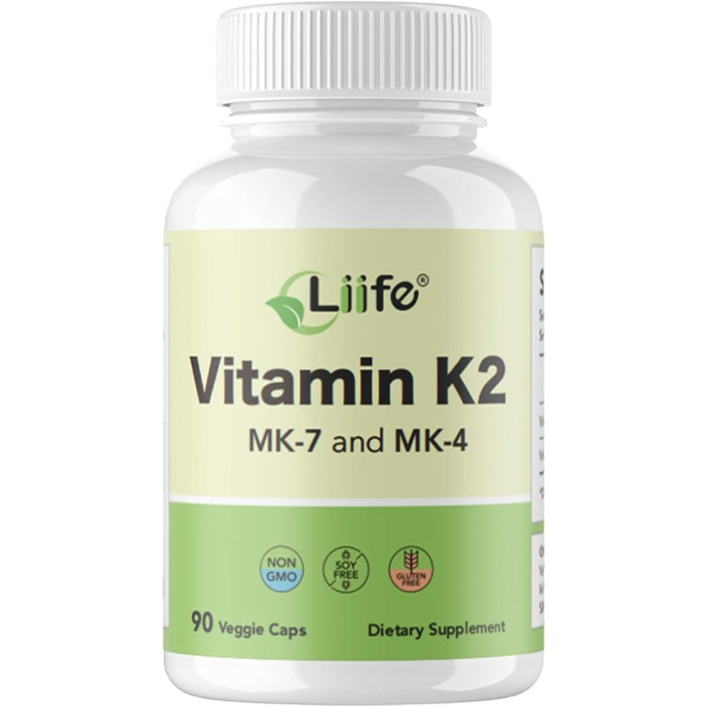 Liife vitamin k2 600 mcg front view bottle packaging