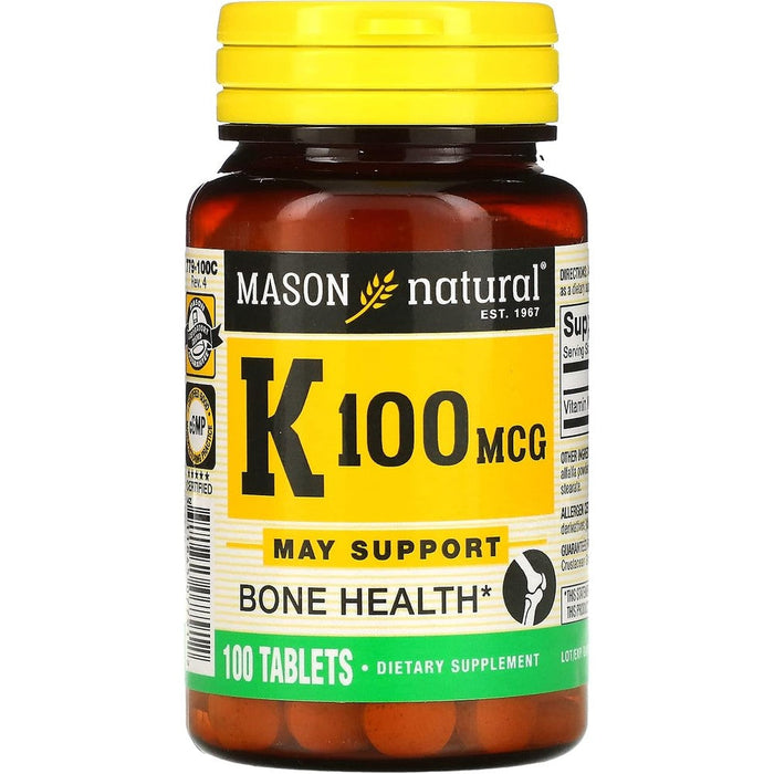 Mason Natural Vitamin K 100 mcg tablets front product bottle view