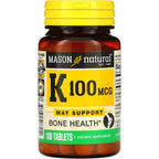 Mason Natural Vitamin K 100 mcg tablets front product bottle view