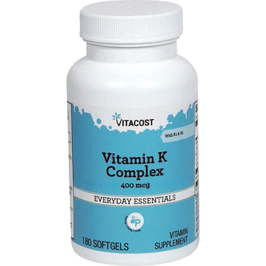 Vitacost Vitamin K Complex 400 mcg 180 softgels front bottle view for bone health support