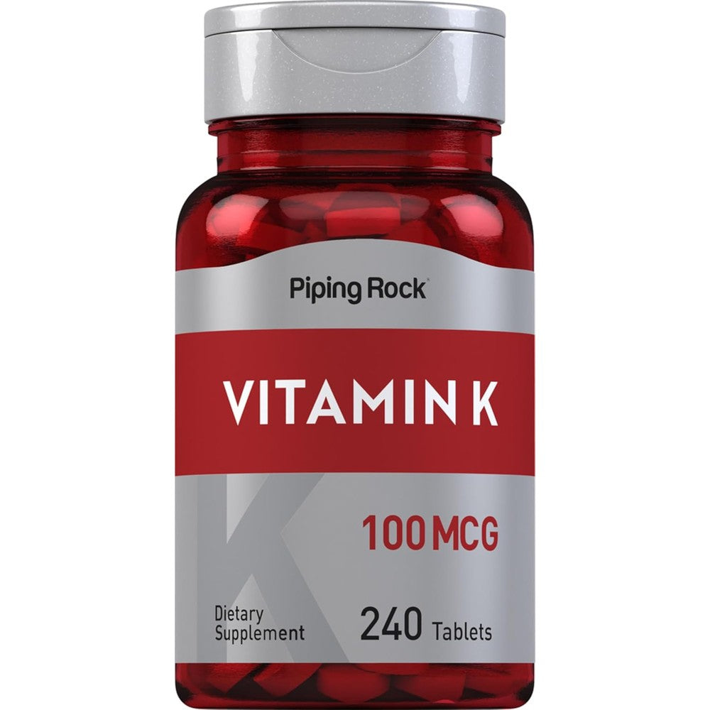 Piping Rock Vitamin K 100 micrograms 240 tablets front bottle view dietary supplement
