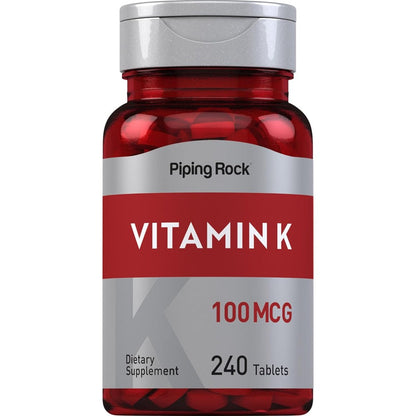 Piping Rock Vitamin K 100 micrograms 240 tablets bottle front view authentic imported supplement India