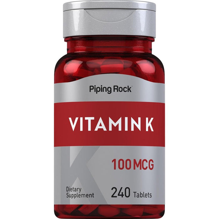 Piping Rock Vitamin K 100 micrograms 240 tablets front bottle view dietary supplement