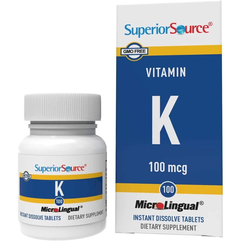 Superior Source Vitamin K1 100 micrograms front view packaging bottle