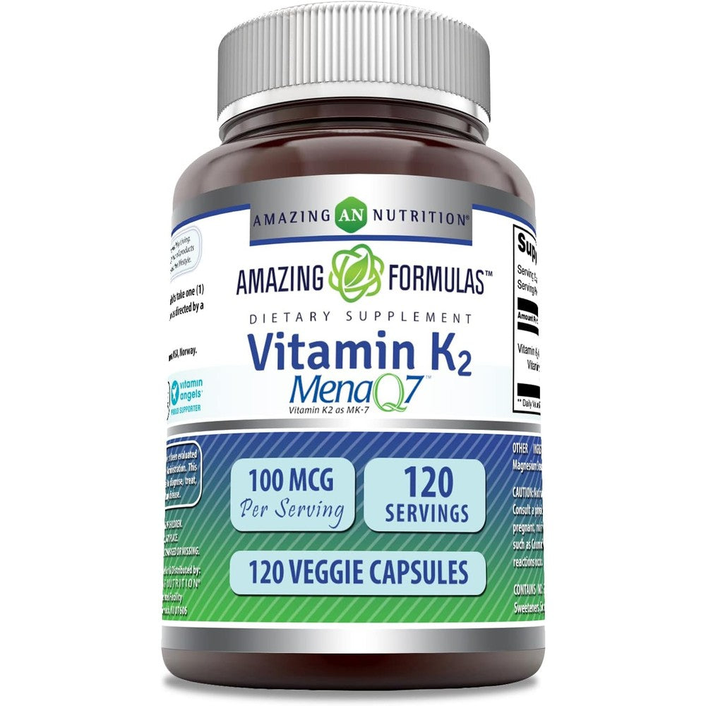 Amazing Nutrition Vitamin K2 MenaQ7 front bottle view
