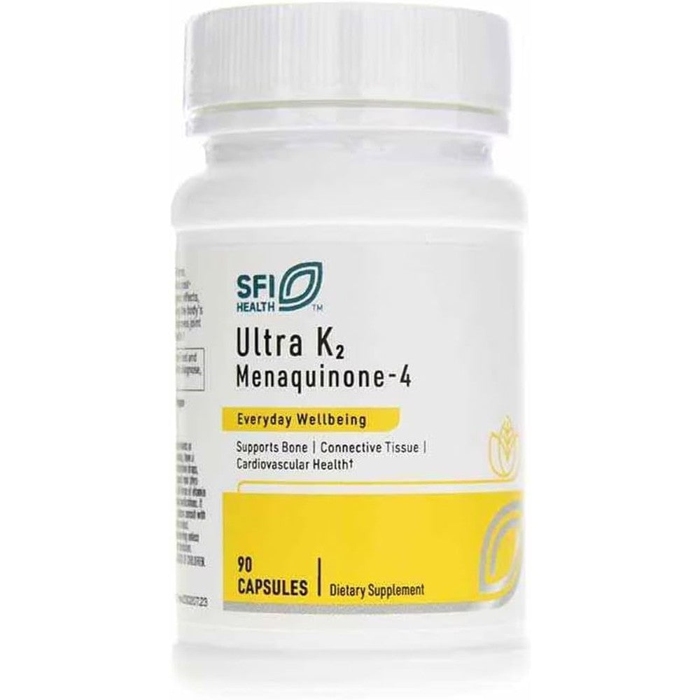 SFI Health Ultra K2 Menaquinone Four 15 Milligrams 90 Capsules front view dietary supplement bottle
