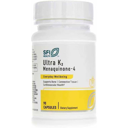 SFI Health Ultra K2 15mg 90 vegan capsules bottle front view for premium bone and cardiovascular support.