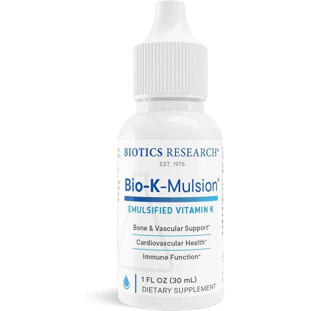 Biotics Research Bio-K-Mulsion liquid bottle front view for bone health