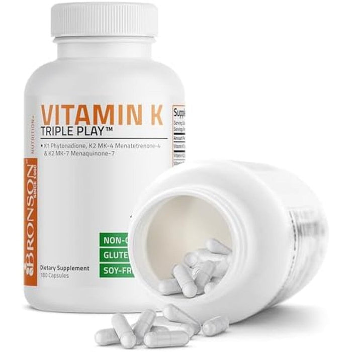 Bronson Vitamin K Triple Play front view bottle packaging
