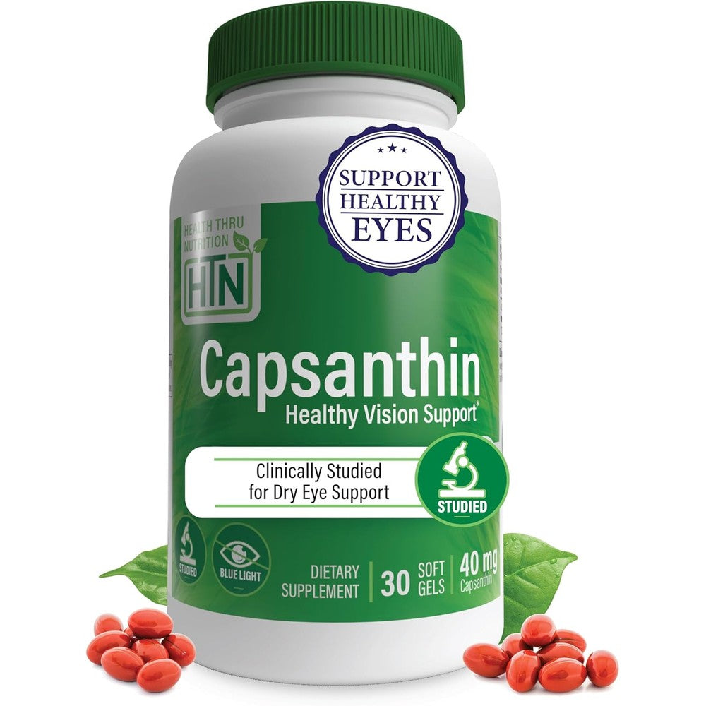 Health Thru Nutrition Capsanthin 40mg 30 softgels bottle front view eye health supplement