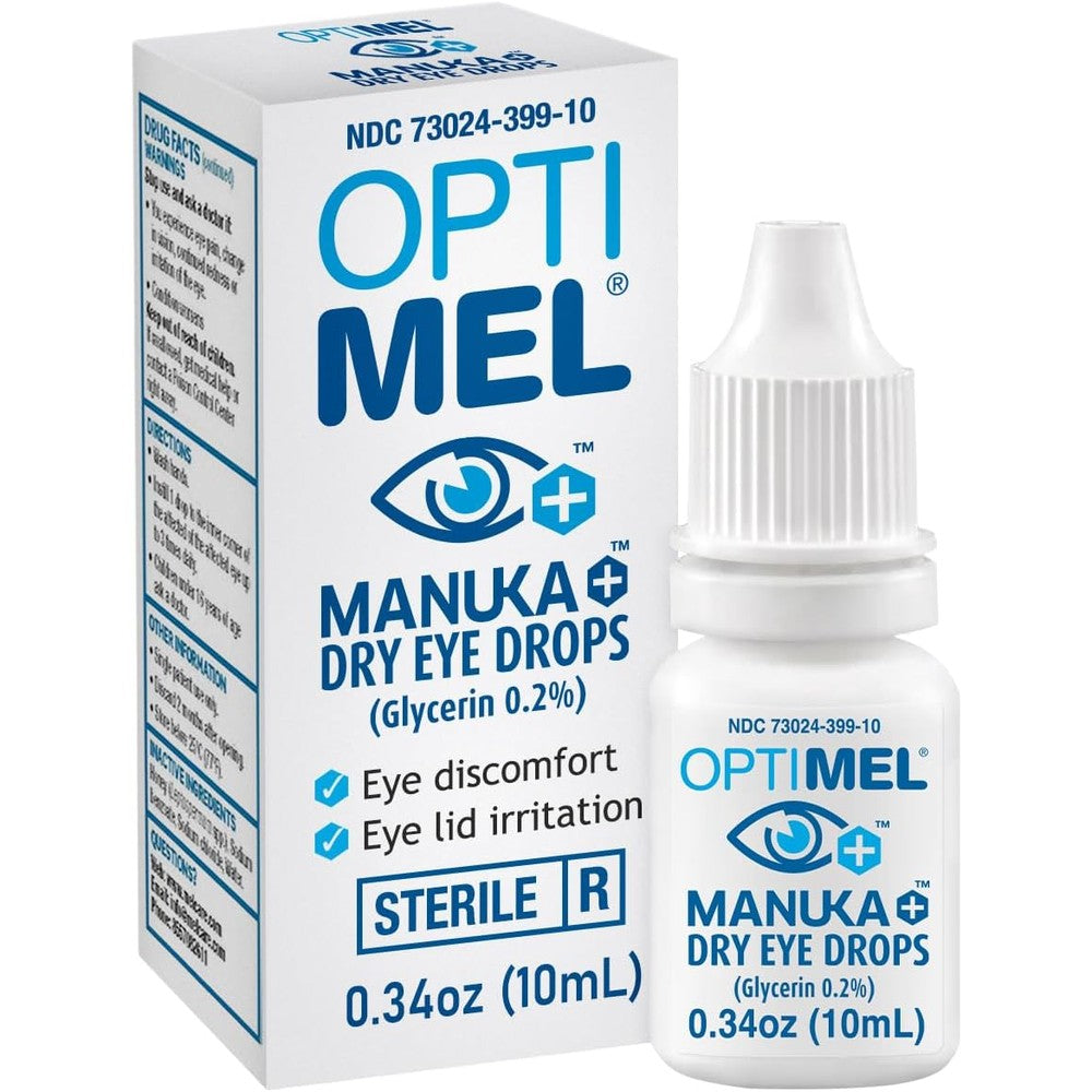 Optimel Manuka Dry Eye Drops 10ml bottle front view for chronic eye relief.