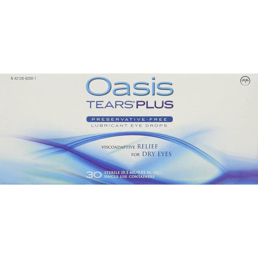 Oasis Tears Plus Preservative Free Lubricant Eye Drops front view for dry eye relief