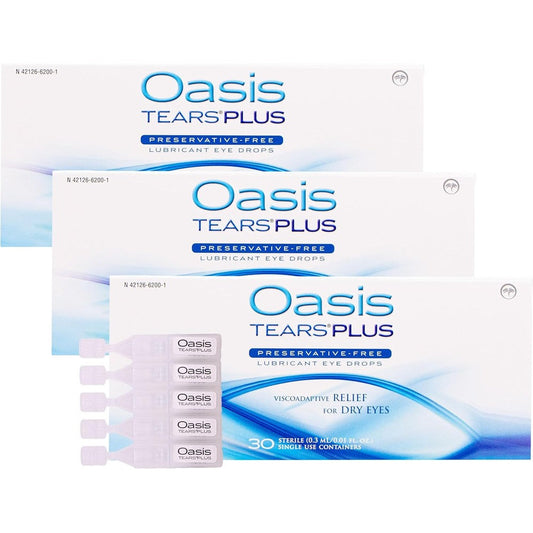Oasis Tears Plus Preservative-Free Lubricant Eye Drops front view for dry eye relief.